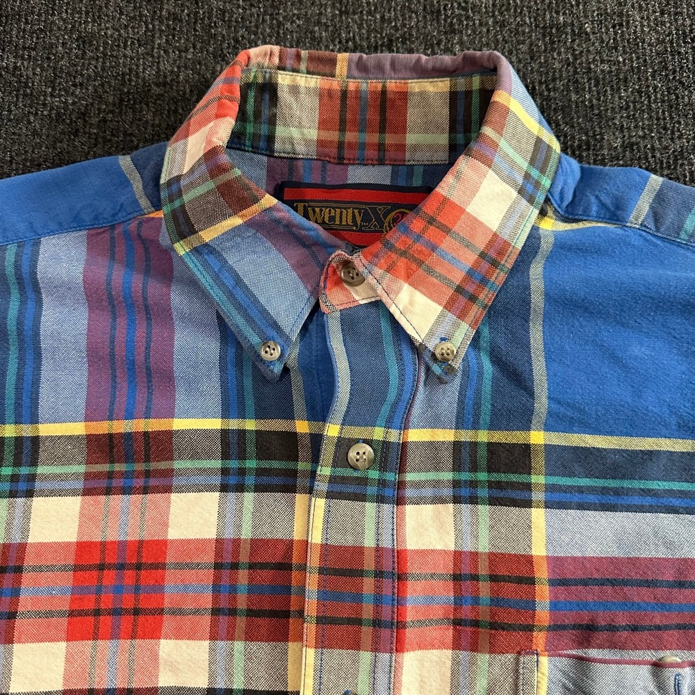 Twenty X Plaid Long‎ Sleeve Button-Down Shirt Mens Size Large Cotton